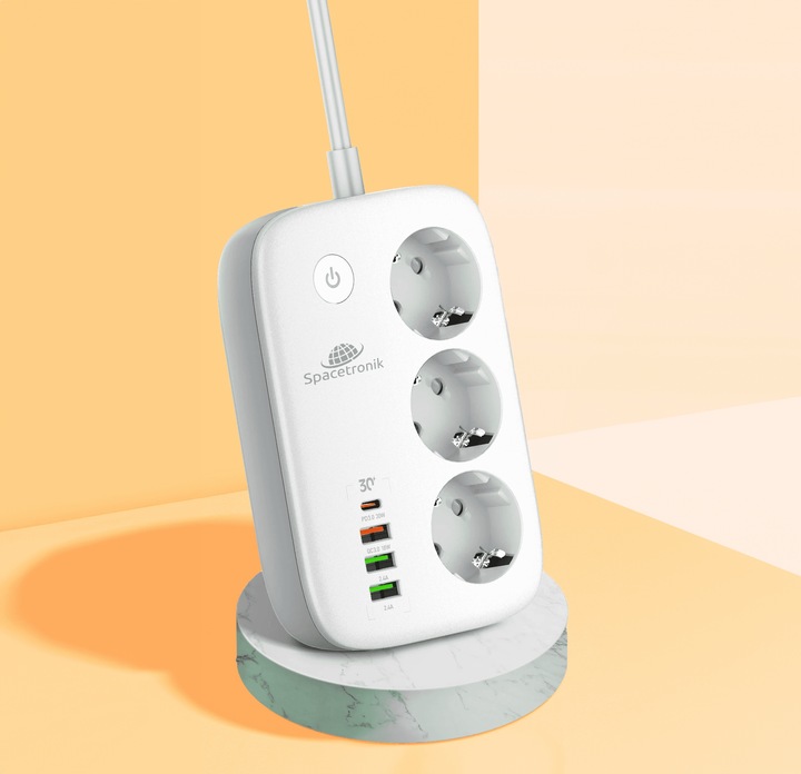 Listwa Zasilająca SMART WiFi Tuya Przedłużacz 3 AC 4 USB 2m Spacetronik