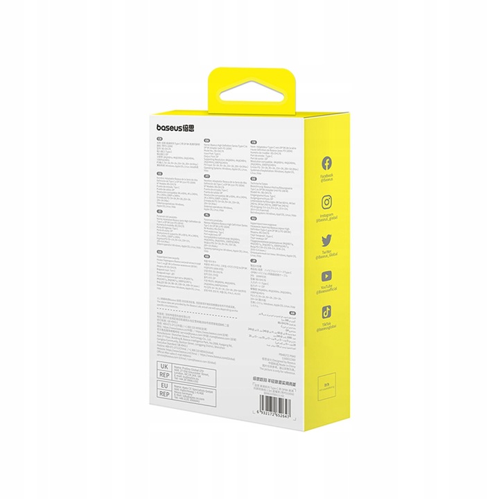 BASEUS KABEL USB C NA DISPLAYPORT DP 8K 100W MOCNY PRZEWÓD W OPLOCIE 1.5m