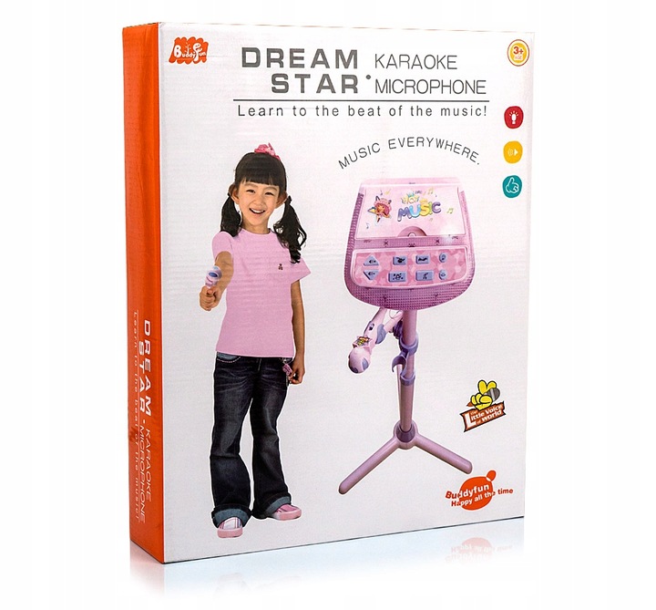 ZESTAW DO KARAOKE DLA DZIECI MIKROFON + REGULOWANY STATYW EFEKTY DŹWIĘK MP3