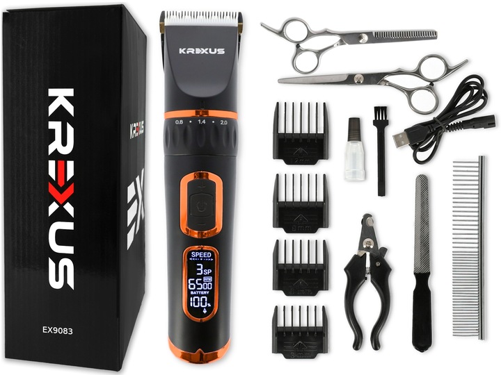 MASZYNKA DO STRZYŻENIA PSÓW PSA ZWIERZĄT ZESTAW NOŻYCZKI GRZEBIEŃ PILNIK