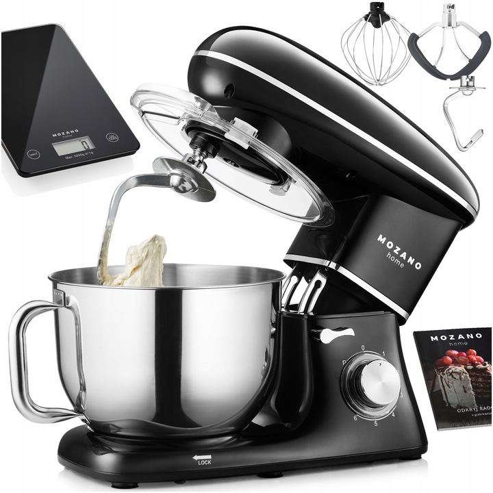 ROBOT KUCHENNY MIKSER PLANETARNY 6,2L DUŻY ZESTAW + WAGA + PRZEPISY MOZANO
