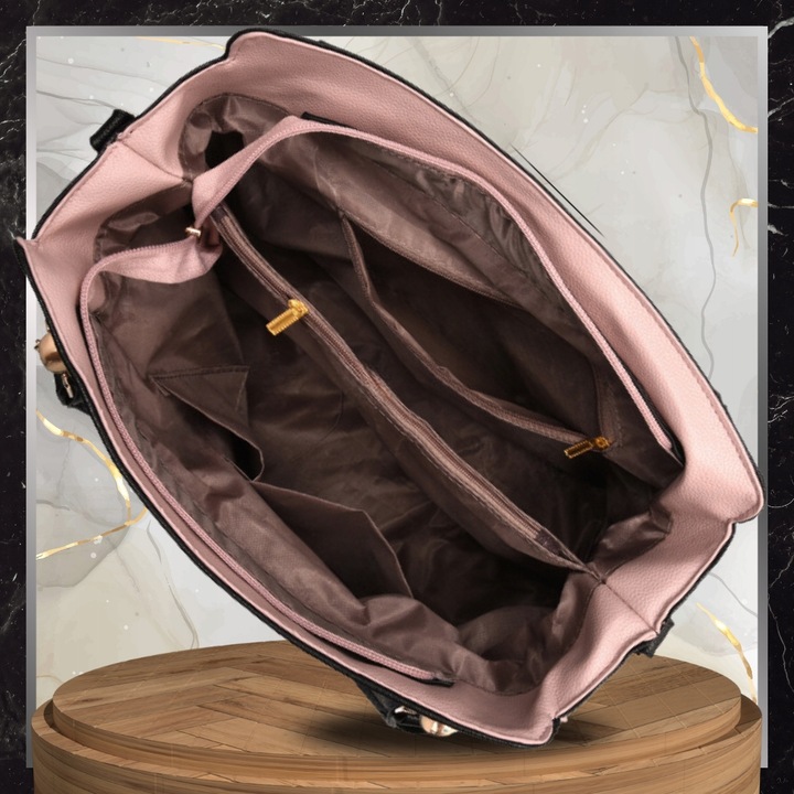 Torebka Damska Skórzana BAD&BAGS Na Ramię Torba Shopperka Czarna Pojemna