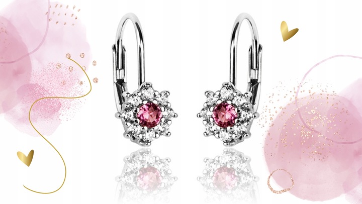 KOLCZYKI SREBRNE DLA DZIEWCZYNKI DZIECI KWIATKI ANGIELSKIE ZAPIĘCIE PREZENT