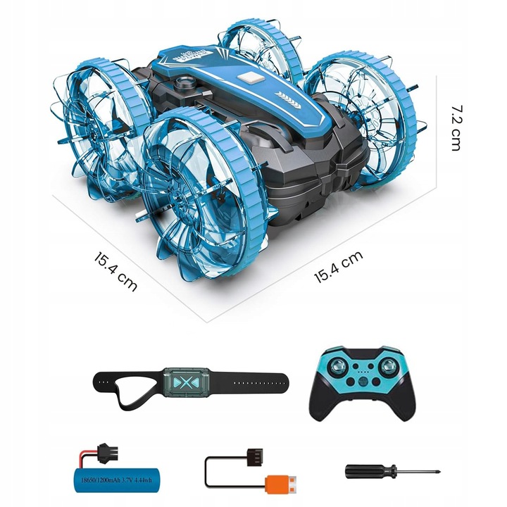 AMFIBIA AUTO SAMOCHÓD RC 4X4 TWISTER STEROWANE GESTAMI Z ŚWIATŁEM