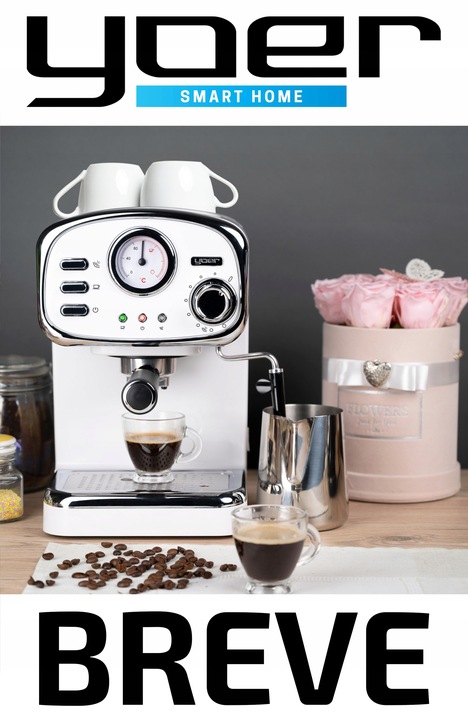 Kolbowy ekspres ciśnieniowy Yoer Breve 1100 W biały