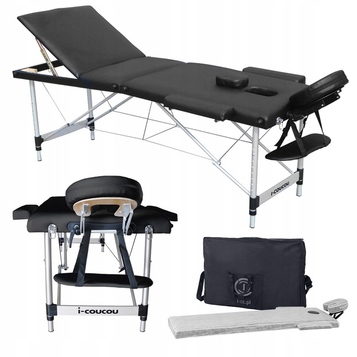 Stół Masażu 3-Seg Przenośny Składany Aluminiowy Łóżko Kosmetyczne Leżanka