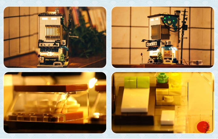 KLOCKI CADA JAPOŃSKI SKLEP Z BUŁKAMI BUN SHOP BUDYNEK ŚWIATŁO LED 1108 EL.