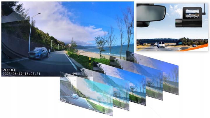 70mai Wideorejestrator samochodowy rejestrator jazdy A200 + cofania + UP03