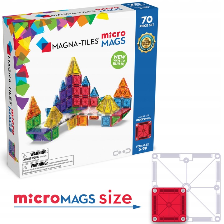 MAGNA-TILES Klocki Magnetyczne Konstrukcyjne microMAGS 70 elementów