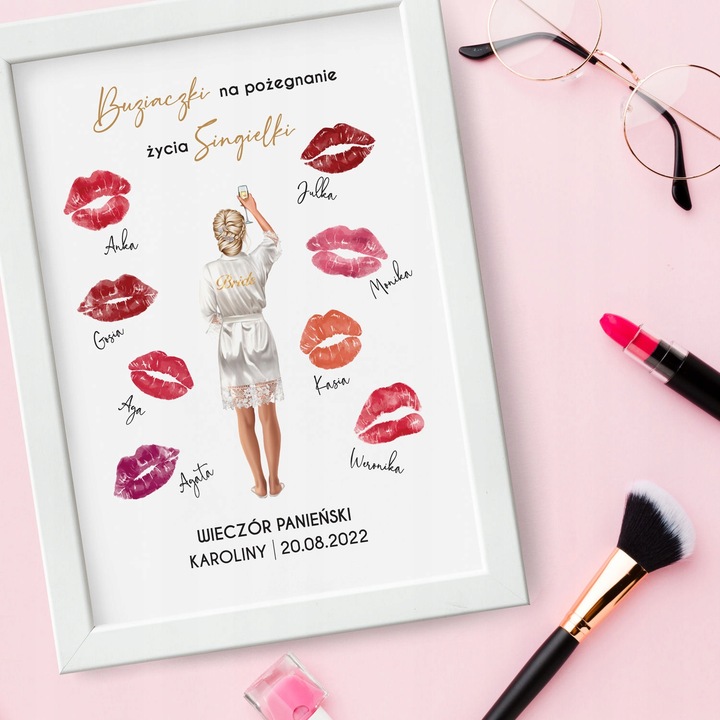 Ramka WIECZÓR PANIEŃSKI na odcisk ust PLAKAT A4
