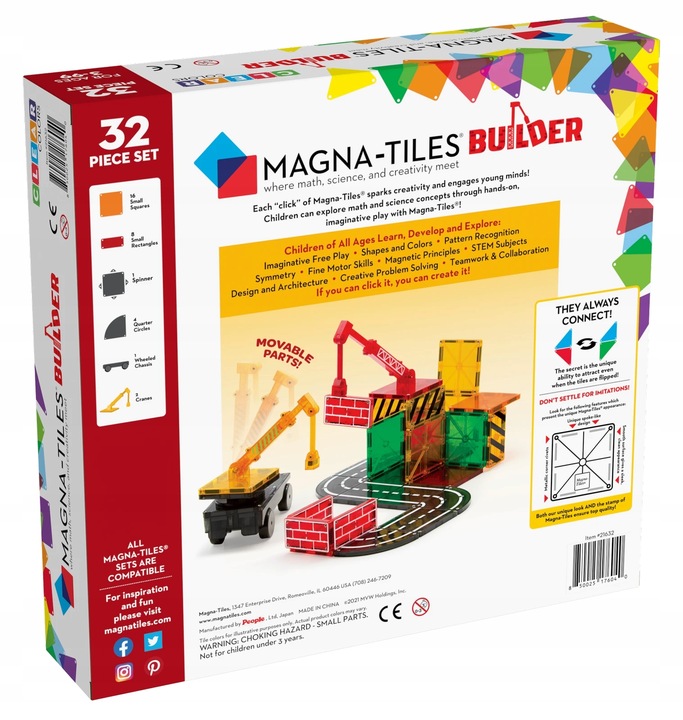 Builder Klocki Magnetyczne 32 elementy Magna-Tiles