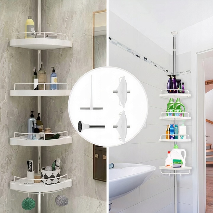 PÓŁKA ŁAZIENKOWA NAROŻNA POD PRYSZNIC TELESKOPOWA DO ŁAZIENKI KOSMETYK 305c