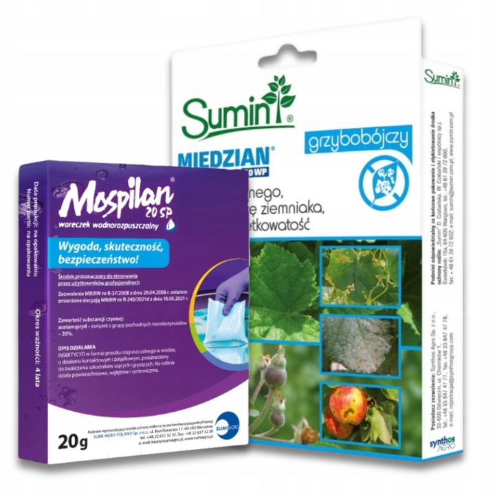 Oprysk Preparat Środek Owadobójczy + Grzybobójczy Miedzian+Mospilan ZESTAW