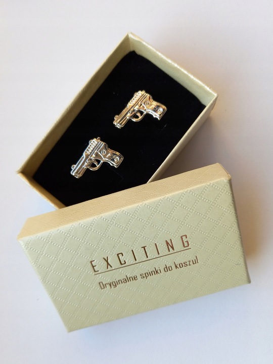 Spinki do mankietów EXC Pistolet Srebrny Stalowy