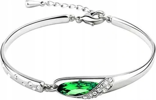 Srebrna elegancka bransoletka półbangle z kryształkami na prezent srebrzona