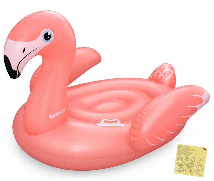 Materac Dmuchany Flaming GIGANT na Basen Plażę Uchwyty 168x120cm Bestway