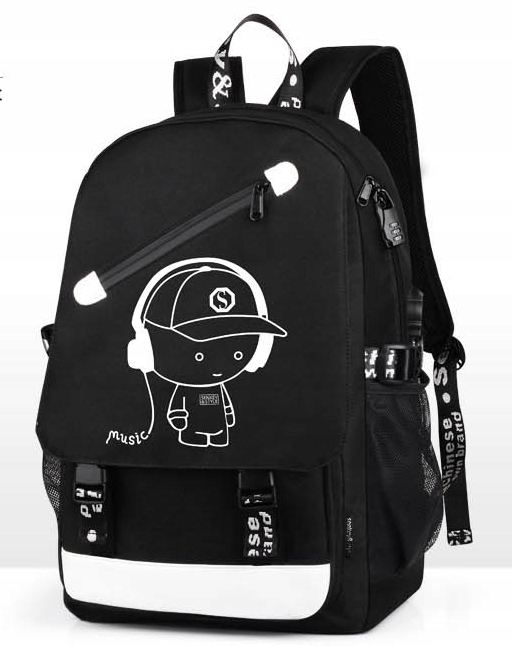 PLECAK SZKOLNY ŚWIECĄCY MŁODZIEŻOWY DUŻY A4 PIÓRNIK LISTONOSZKA SET3 USB