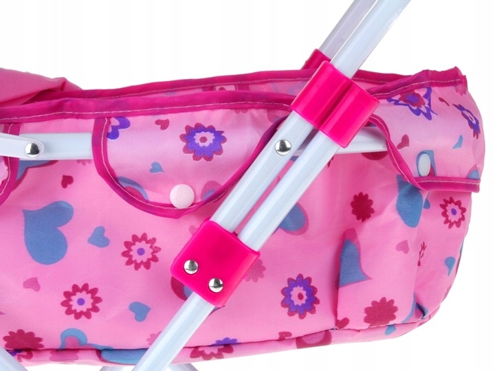 Wózek dla Lalek Metalowy 2w1 Głęboki Gondola Nosidełko Składany Daszek