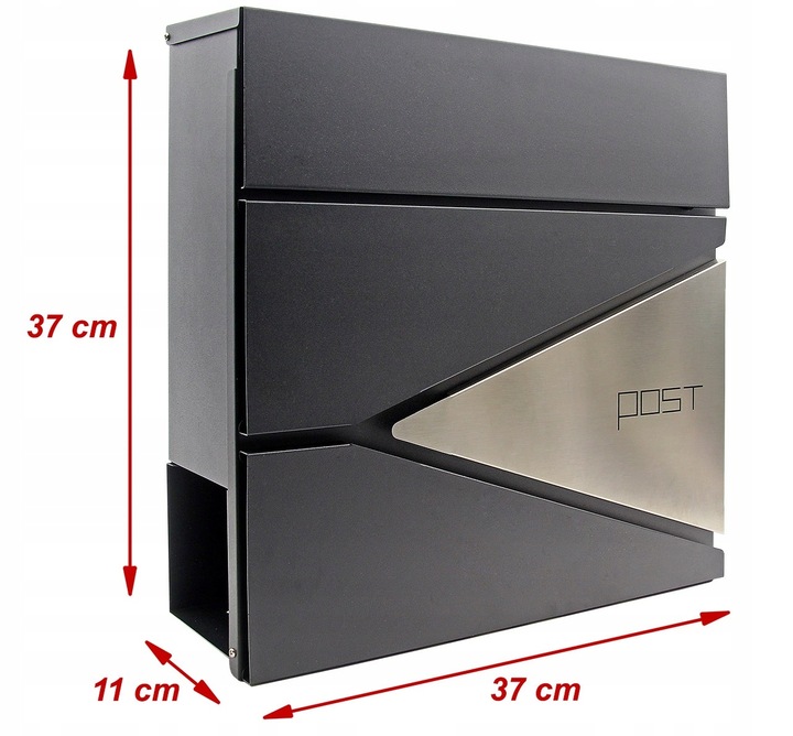 Skrzynka na listy wrzutnia, z gazetnikiem z NUMEREM DOMU ADRESEM DRUK UV