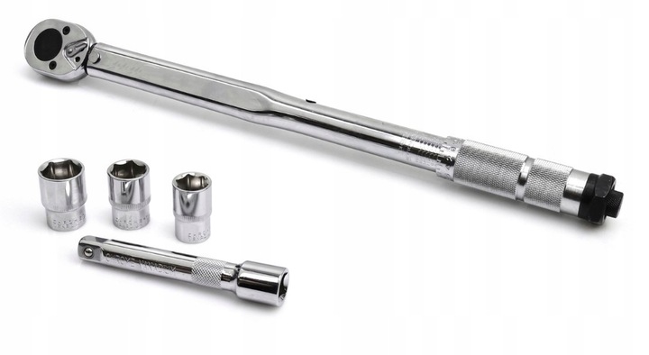 KLUCZ DYNAMOMETRYCZNY 1/2" 28-210NM + 3 CHROMOWANE NASADKI 17 19 21mm