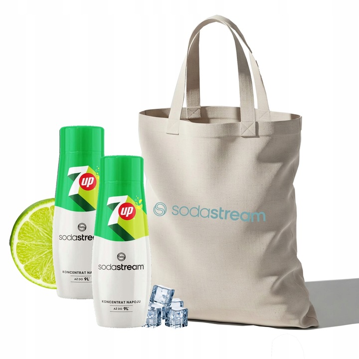 Zestaw Syrop koncentrat do wody SodaStream 7up 2x440 ml + Torba GRATIS