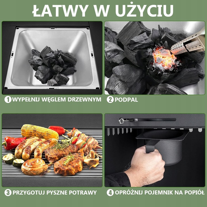 Grill Palenisko Węglowe Do Ogrodu Stół Ultranatura Ambiente Cube Czarny