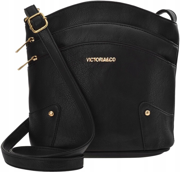 Pojemna TOREBKA DAMSKA NA RAMIĘ Duża LISTONOSZKA Czarna Skórzana TORBA