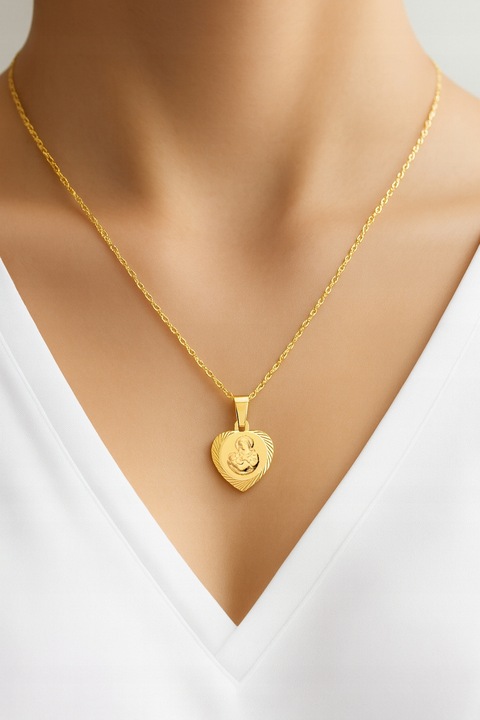 Złoty Łańcuszek z Medalikiem 925 Matka Karmiąca Chrzest Komunia Grawer