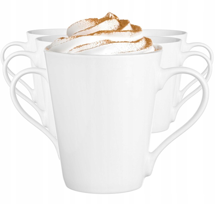 Kubki ceramiczne białe GLASMARK zestaw 6szt kawę latte herbatę 250ml