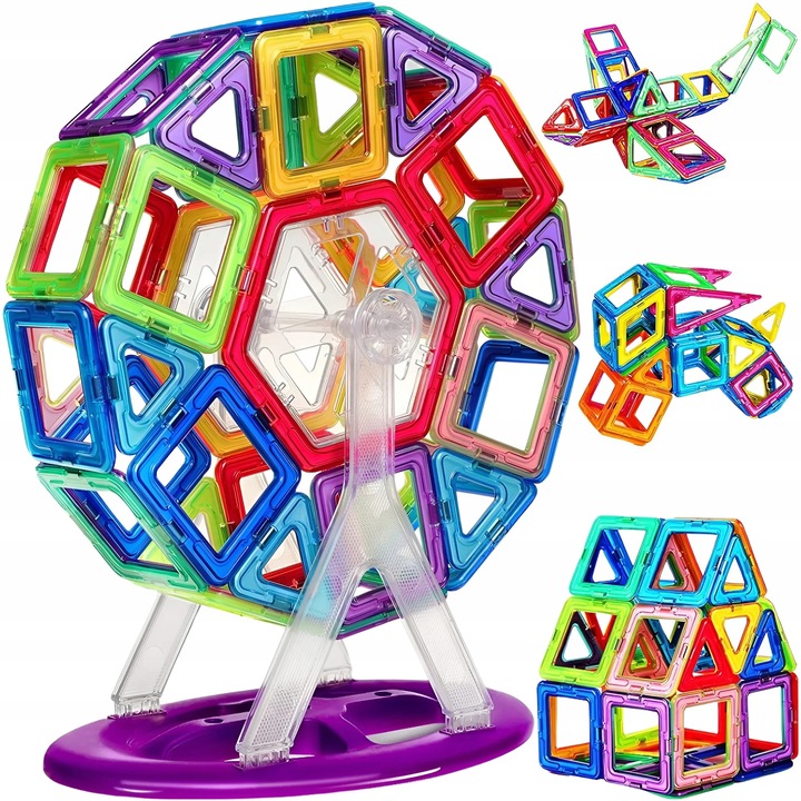 KLOCKI MAGNETYCZNE KONSTRUKCYJNE DUŻE PANELE 3D UKŁADANKA DLA DZIECI 134 el