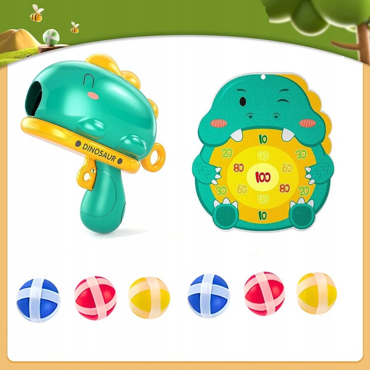 Gra Zręcznościowa Strzelanie Do Celu Na Rzepy Tarcza Dinozaur Pistolet