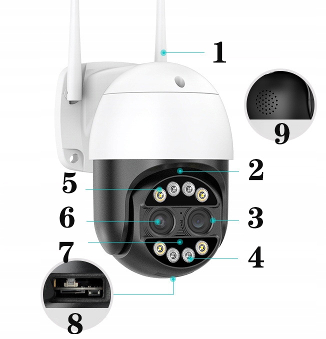 Zewnętrzna obrotowa kamera IP 2w1 8X ZOOM 2x 4MPx WIFI 2K