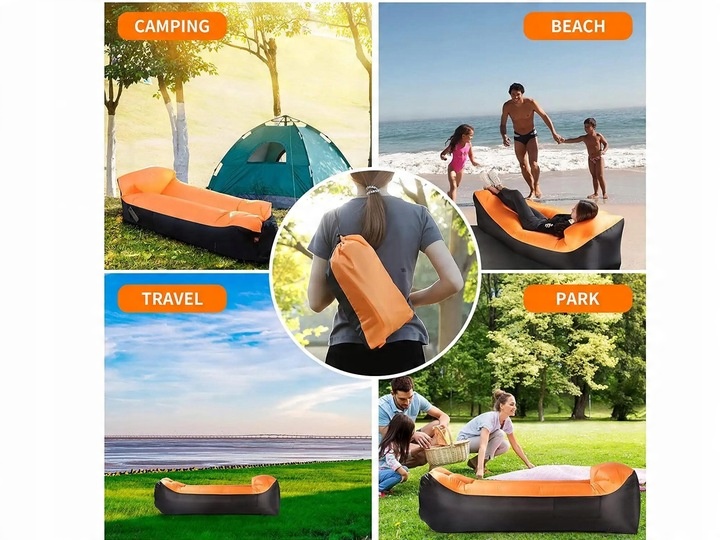 230cm Leżak Na Powietrze Materac Plażowy Air Sofa Łóżko Lazy Bag Błekitny