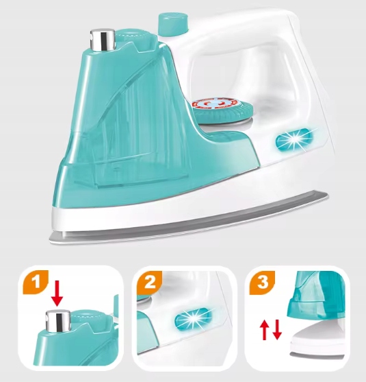 Zestaw ŻELAZKO zabawkowe INTERAKTYWNE + Deska do prasowania ZABAWKOWA