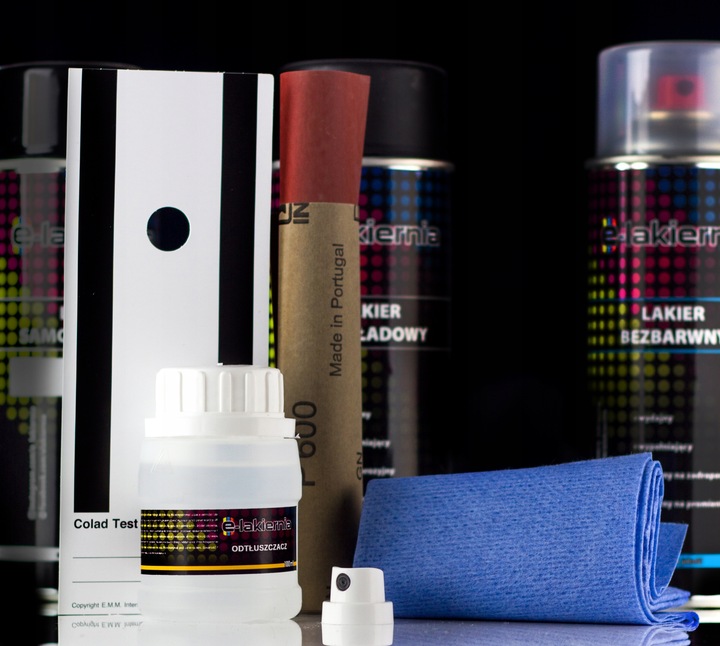 LAKIER SAMOCHODOWY SPRAY ZESTAW DO PLASTIKU KAŻDY KOLOR E-LAKIERNIA