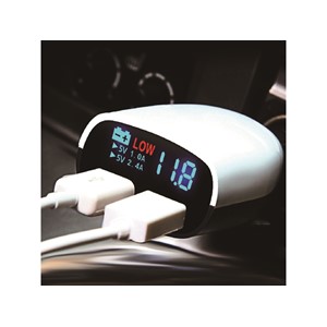 ŁADOWARKA USB DO ZAPALNICZKI Z WOLTOMIERZEM 12/24 alarm voltomierz 18-30V