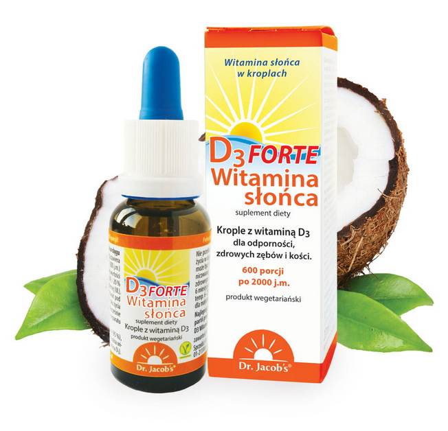 Witamina D3 FORTE krople 20ml płynie DR JACOBS