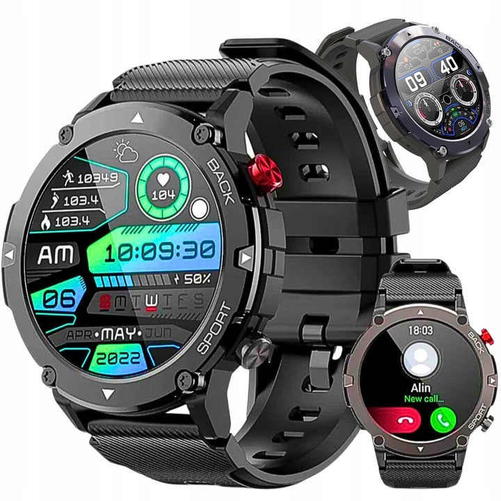 SMARTWATCH ZEGAREK POLSKIE MENU ROZMOWY SPORT SMART WATCH MĘSKI C21