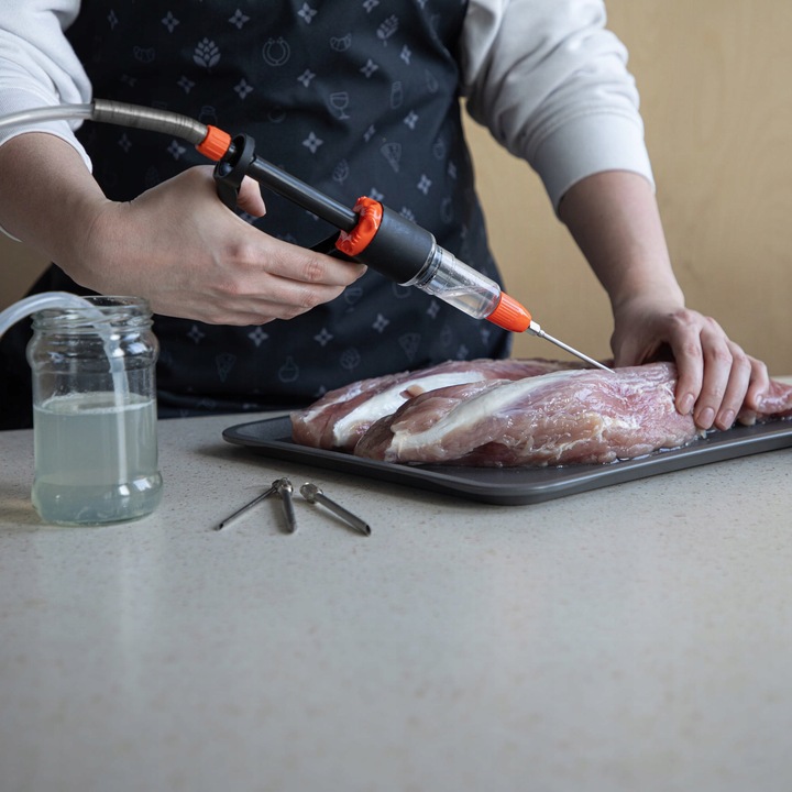 PÓŁAUTOMATYCZNA NASTRZYKIWARKA WĘDLINIARSKA do MIĘSA + ZESTAW IGIEŁ BROWIN