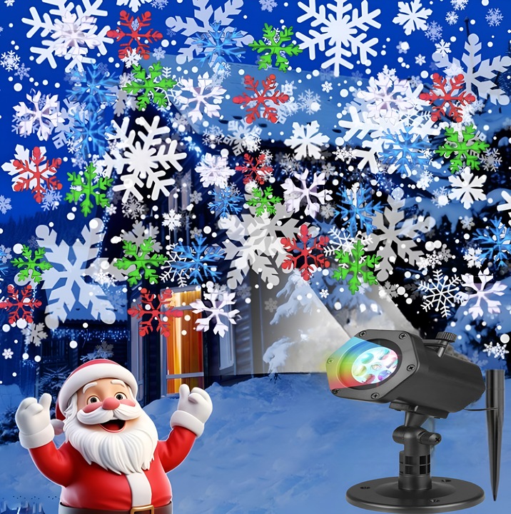 PROJEKTOR ŚWIĄTECZNY LASEROWY EFEKTY RUCHOMY NA DOM PŁATKI ŚNIEGU LED MOC