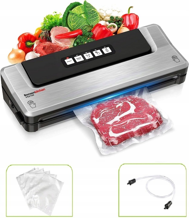 Bonsenkitchen Zgrzewarka Próżniowa do Żywności, Funkcja 5 w 1 SREBRNA