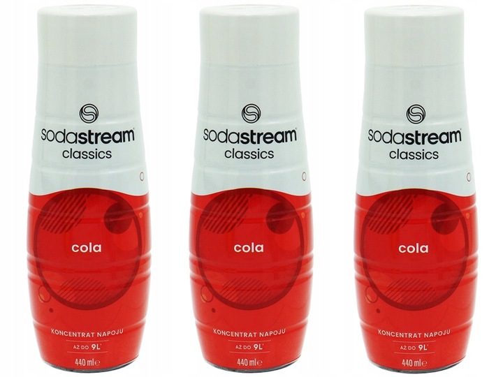 3x SYROP SODASTREAM KONCENTRAT COLA CLASSIC DO SATURATORA 9L NAPOJU z 440ml