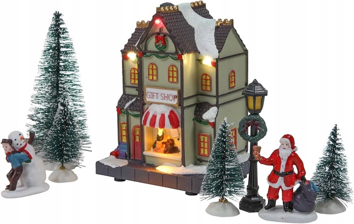 Wioska swiateczna LED Christmas Village zestaw 14 elementow z oswietleniem