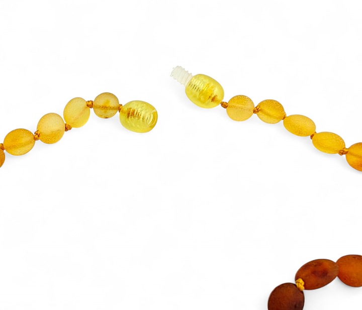 NASZYJNIK NA ZĄBKOWANIE BURSZTYN FASOLKA NIEPOLEROWANY