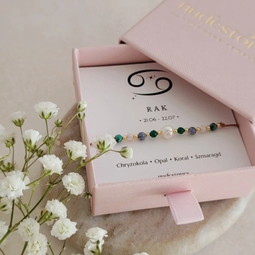 Bransoletka Znak Zodiaku RAK Kamienie Naturalne Koral