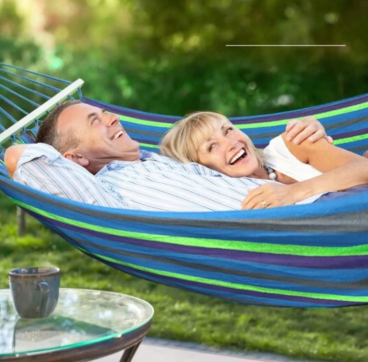 Hamak ogrodowy XXL 265x155cm | 2-osobowy, z pałąkami + torba