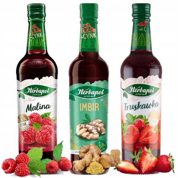 Herbapol Syrop Malinowy Imbirowy Truskawkowy