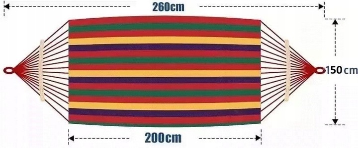 Hamak z DRĄŻKIEM 2 osobowy z pałąkiem XXL hamak ogrodowy czerwony