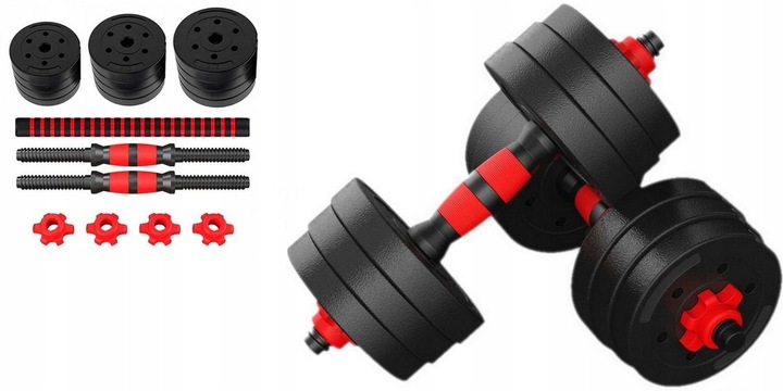 HANTLE REGULOWANE INPOWER 2 x 10 KG + SZTANGA = ZESTAW HANTLI 20 KG