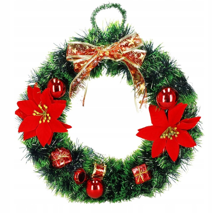 WIENIEC ŚWIĄTECZNY STROIK WIANEK NA DRZWI 35cm DUŻY PIĘKNY DEKORACJA OZDOBA